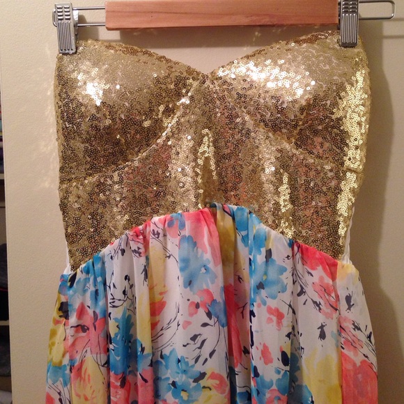 Strapless sparkle maxi dress