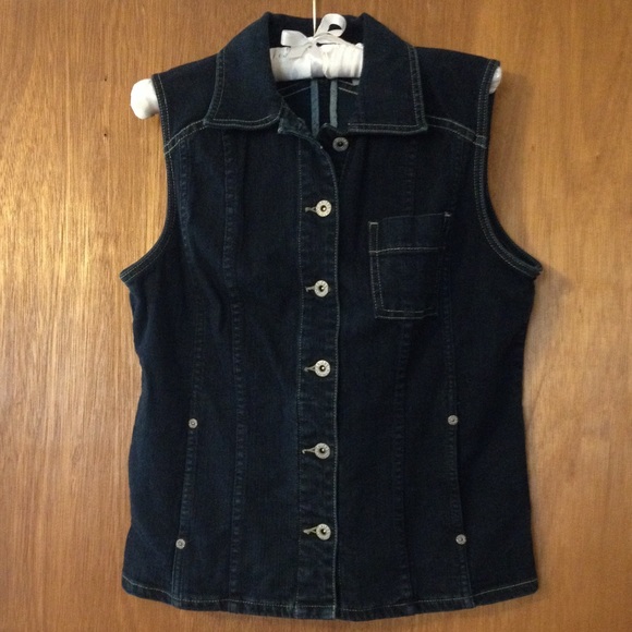 Chico's Platinum Denim Vest, Chico's Size 1