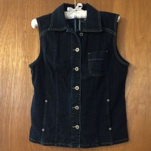 Chico's Platinum Denim Vest, Chico's Size 1