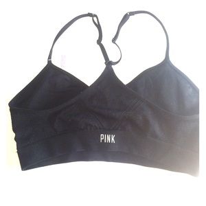 Pink racer back sports bra