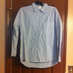 Blue and white stripped button up