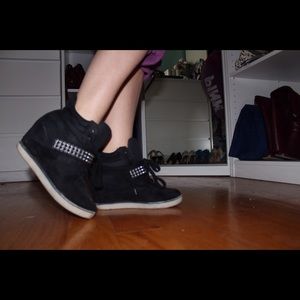 Black Studded Sneaker Wedges