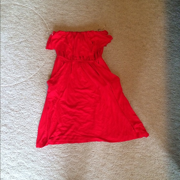 Red strapless sundress