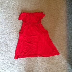 Red strapless sundress
