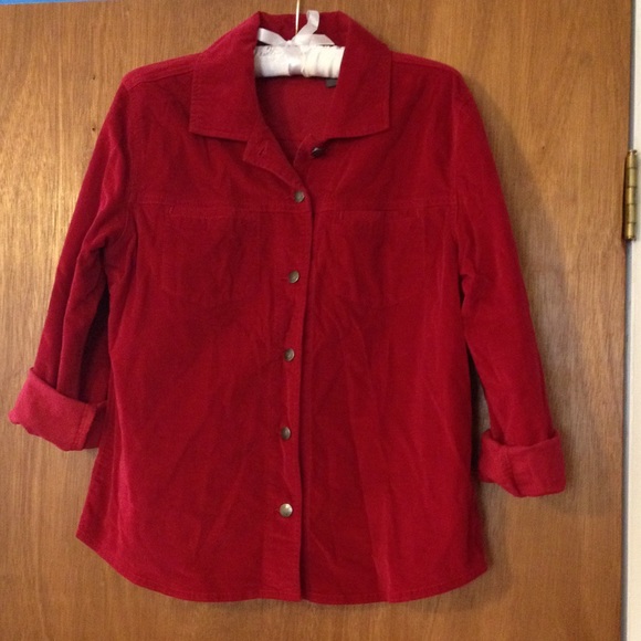 Chico's Red Baby Corduroy Shirt, Chico's Size 1