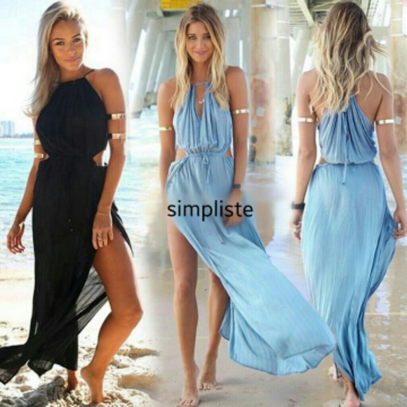 Blue chiffon beach dress