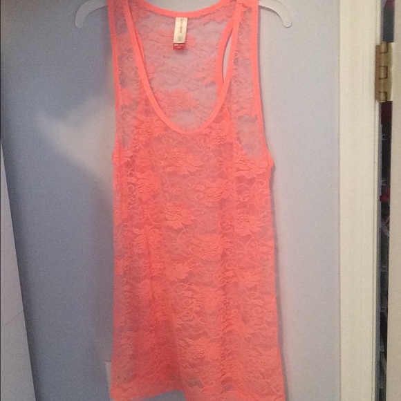 Coral racer back lace tank/ coverup