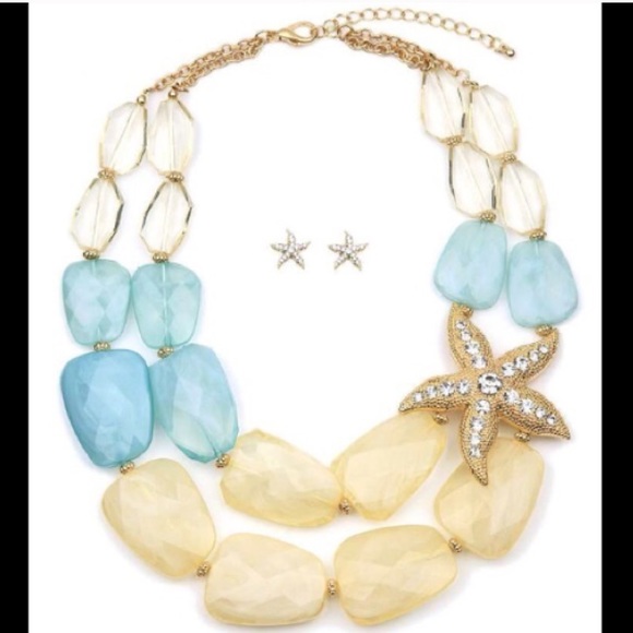 Jewelry - Beautiful Oceanside Textured Starfish Necklace Set