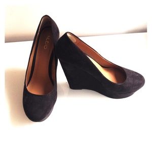 Black suede wedges
