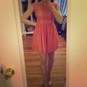 Mallory coral lace dress
