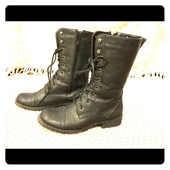 Black Combat boots - barely worn!