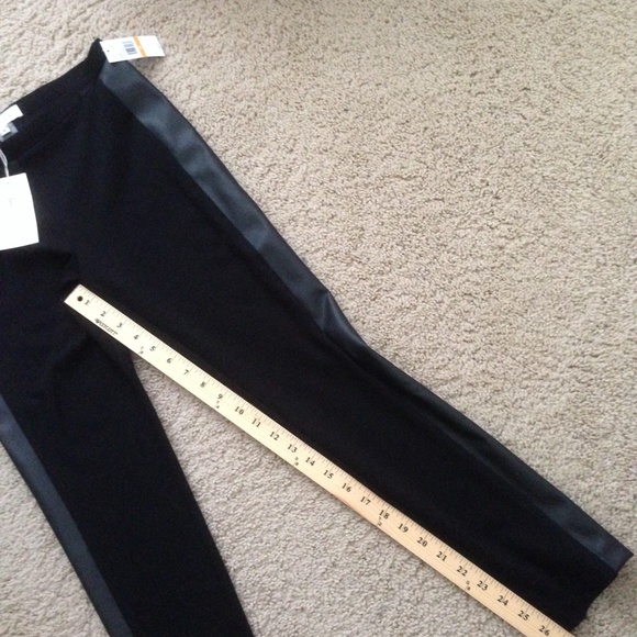 Petite Faux Leather Side Panel Black Leggings - Picture 2 of 3