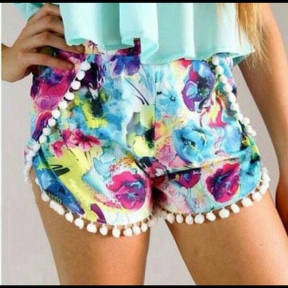 colorful Pom Pom shorts