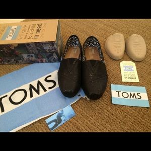 TOMS Classic Black Glitter Women's 9.5