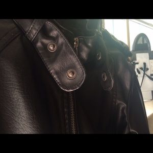 Fading black leather jacket