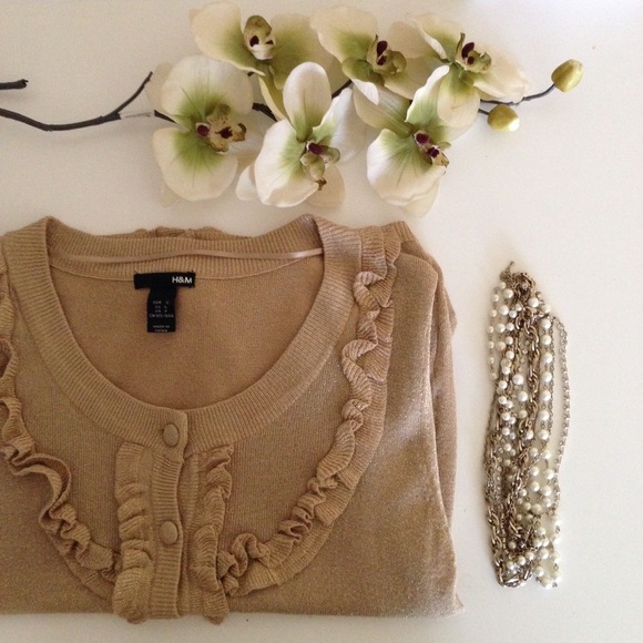 H&M Gold Sparkling Ruffled Cardigan