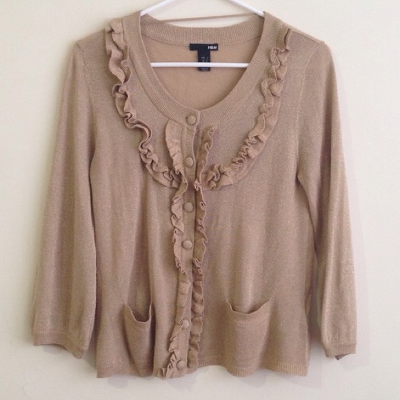 H&M Gold Sparkling Ruffled Cardigan - Picture 2 of 3