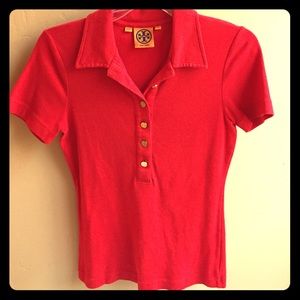 Sold****Size Small Tory Burch Red Button Up Polo