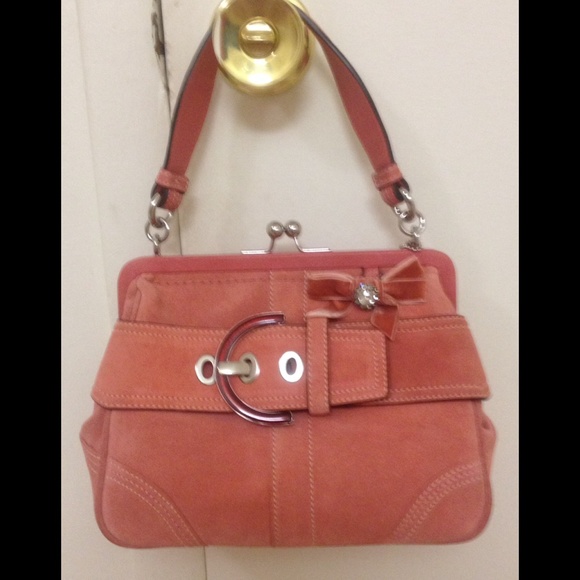 Coach Handbags - 1 HR SALE!!! RARE Coach pink suede & leather bag