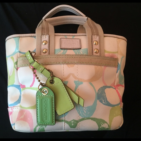 Coach Hampton Scribble Multi Color Pastel Handbag