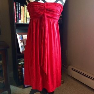 Express Ruby Red Strapless Dress