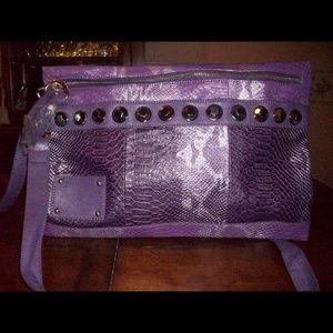 Purple Oversized Studded Clutch by Closet Glam