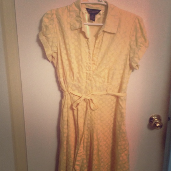Vintage yellow polka dot cotton dress