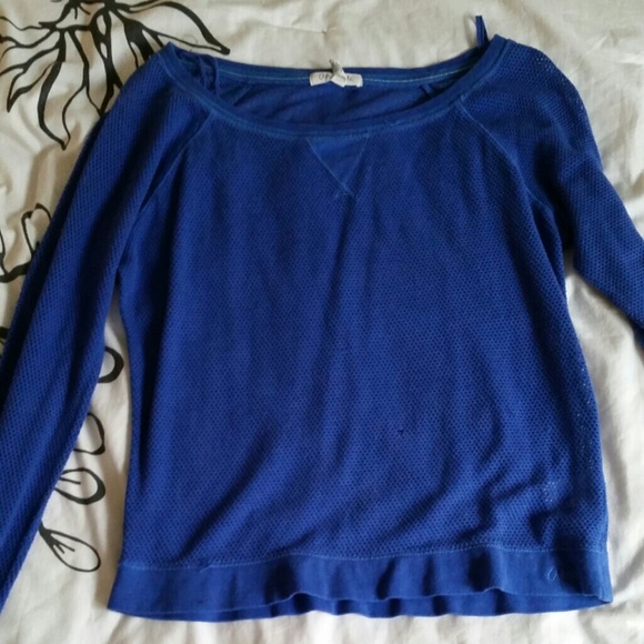 Royal blue crochet Long-sleeved Light sweater