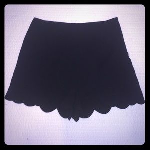 Black scalloped shorts
