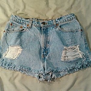 High Waist Distressed Jean Shorts
