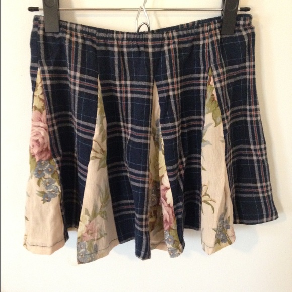 LF floral plaid skirt