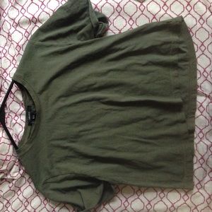 Army green crop top