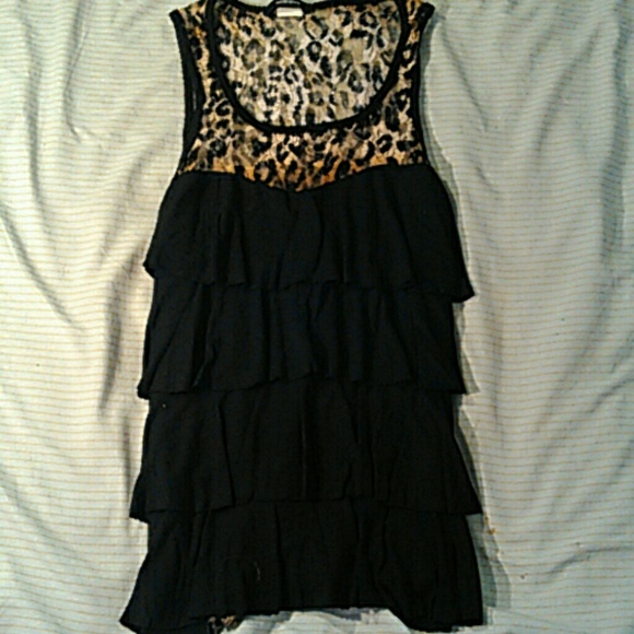 Lace Cheetah Print Black Shirt