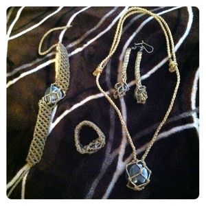 Hemp and stone jewelry set