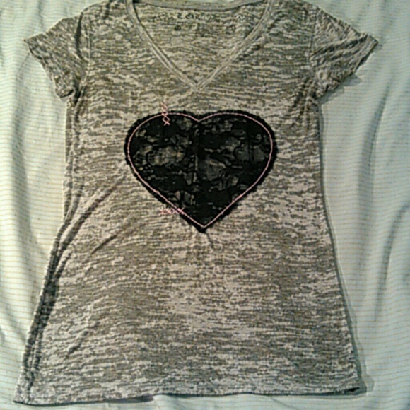 Grey Lace Heart Top