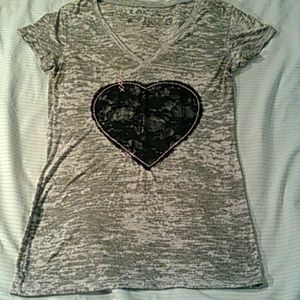 Grey Lace Heart Top