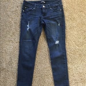 Express skinny denim destroyed jeans