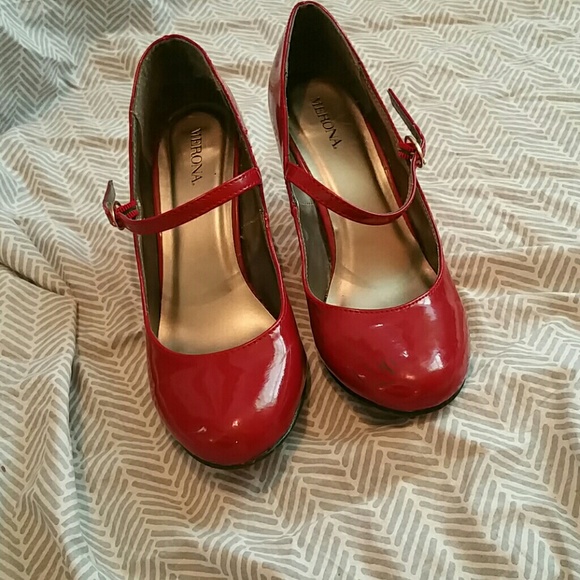 Red Mary Jane heels