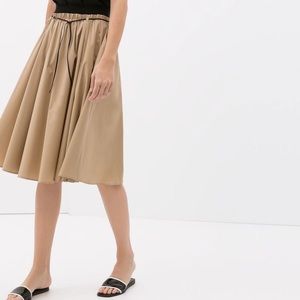 Zara mid-length A-line skirt in beige