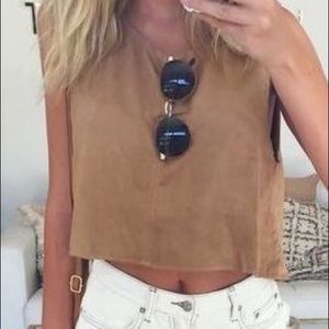 Sabo Skirt Suede Camel Crop Top