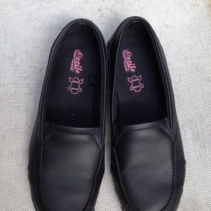 Black slip resist work shoes