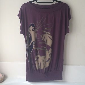 Flowy Purple bird Top