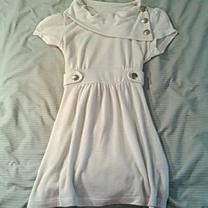 White Silver Button Dress