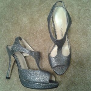 Silver glittery heels