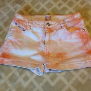 Orange tie dye shorts