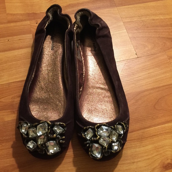 Zigi Soho Brown Suede like Jeweled Flats