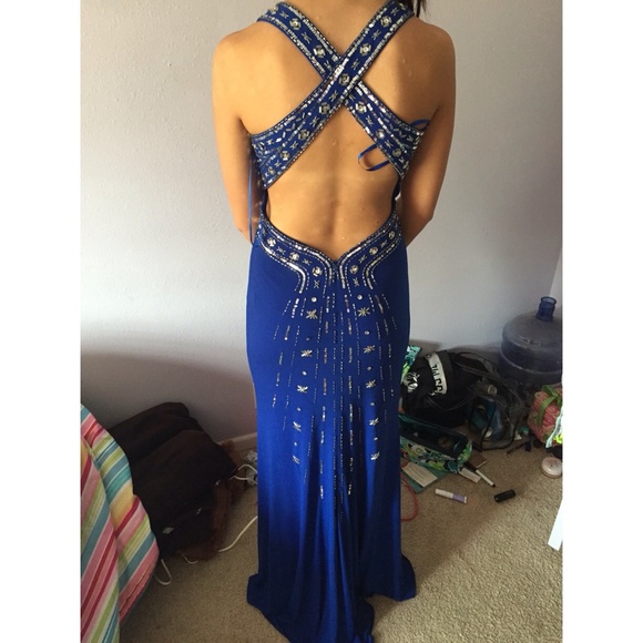 Dark Blue Prom Dress - Picture 2 of 3
