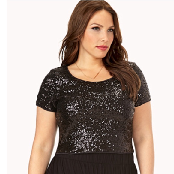 plus size sequin crop top