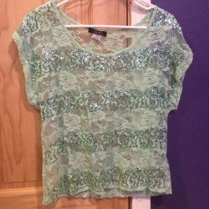 Sequins & lace  mint top