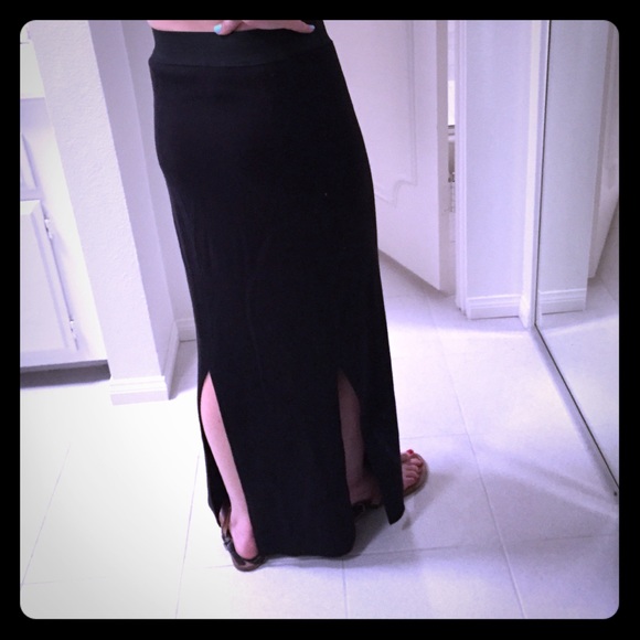 Free People Black Maxi Skirt with Slits